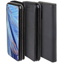 Ladda upp bild till gallerivisning, Moozy Case Flip Cover for Oppo Find X2 Neo, Black - Smart Magnetic Flip Case with Card Holder and Stand