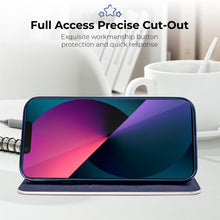 Cargar imagen en el visor de la galería, Moozy Wallet Case for iPhone 13, Dark Blue Carbon – Flip Case with Metallic Border Design Magnetic Closure Flip Cover with Card Holder