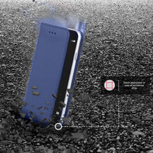 Ladda upp bild till gallerivisning, Moozy Case Flip Cover for Huawei P9 Lite, Dark Blue - Smart Magnetic Flip Case with Card Holder and Stand