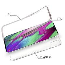 Carica l'immagine nel visualizzatore di Gallery, Moozy 360 Degree Case for Samsung A40 - Transparent Full body Slim Cover - Hard PC Back and Soft TPU Silicone Front