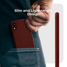 Carica l'immagine nel visualizzatore di Gallery, Moozy Minimalist Series Silicone Case for iPhone XR, Wine Red - Matte Finish Slim Soft TPU Cover