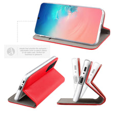 Załaduj obraz do przeglądarki galerii, Moozy Case Flip Cover for Samsung S10 Lite, Red - Smart Magnetic Flip Case with Card Holder and Stand