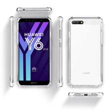 Załaduj obraz do przeglądarki galerii, Moozy Shock Proof Silicone Case for Huawei Y6 2018 - Transparent Crystal Clear Phone Case Soft TPU Cover