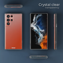 Ladda upp bild till gallerivisning, Moozy Xframe Shockproof Case for Samsung S22 Ultra - Transparent Rim Case, Double Colour Clear Hybrid Cover with Shock Absorbing TPU Rim