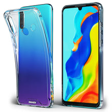 Carica l'immagine nel visualizzatore di Gallery, Moozy Xframe Shockproof Case for Huawei P30 Lite - Transparent Rim Case, Double Colour Clear Hybrid Cover with Shock Absorbing TPU Rim