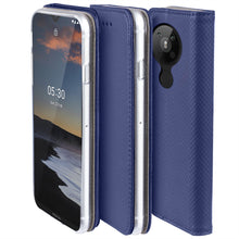 Load image into Gallery viewer, Moozy Case Flip Cover for Nokia 5.3, Dark Blue - Smart Magnetic Flip Case with Card Holder and Stand