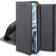 Carica l'immagine nel visualizzatore di Gallery, Moozy Case Flip Cover for Xiaomi Mi Note 10, Xiaomi Mi Note 10 Pro, Black - Smart Magnetic Flip Case with Card Holder and Stand