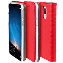 Ladda upp bild till gallerivisning, Moozy Case Flip Cover for Huawei Mate 10 Lite, Red - Smart Magnetic Flip Case with Card Holder and Stand