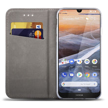 Load image into Gallery viewer, Moozy Case Flip Cover for Nokia 3.2, Dark Blue - Smart Magnetic Flip Case with Card Holder and Stand