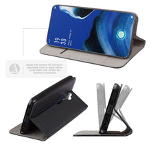 Load image into Gallery viewer, Moozy Case Flip Cover for Oppo Reno 2, Black - Smart Magnetic Flip Case with Card Holder and Stand