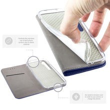 Carica l'immagine nel visualizzatore di Gallery, Moozy Case Flip Cover for Xiaomi Mi Note 10, Xiaomi Mi Note 10 Pro, Dark Blue - Smart Magnetic Flip Case with Card Holder and Stand