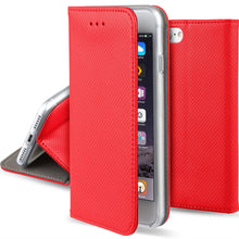 Charger l'image dans la galerie, Moozy Case Flip Cover for iPhone 6s, iPhone 6, Red - Smart Magnetic Flip Case with Card Holder and Stand
