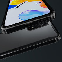 Afbeelding in Gallery-weergave laden, Moozy Xframe Shockproof Case for Xiaomi Redmi Note 11 and 11S - Black Rim Transparent Case, Double Colour Clear Hybrid Cover with Shock Absorbing TPU Rim
