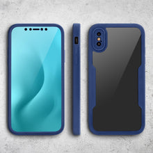 Lade das Bild in den Galerie-Viewer, Moozy 360 Case for iPhone X / iPhone XS - Blue Rim Transparent Case, Full Body Double-sided Protection, Cover with Built-in Screen Protector