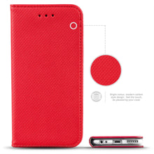 Ladda upp bild till gallerivisning, Moozy Case Flip Cover for Huawei Mate 10 Lite, Red - Smart Magnetic Flip Case with Card Holder and Stand