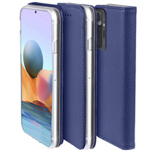 Afbeelding in Gallery-weergave laden, Moozy Case Flip Cover for Xiaomi Redmi Note 10 Pro and Note 10 Pro Max, Dark Blue - Smart Magnetic Flip Case Flip Folio Wallet Case