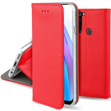 Afbeelding in Gallery-weergave laden, Moozy Case Flip Cover for Xiaomi Redmi Note 8T, Red - Smart Magnetic Flip Case with Card Holder and Stand