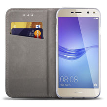 Afbeelding in Gallery-weergave laden, Moozy Case Flip Cover for Huawei Y6 2017, Dark Blue - Smart Magnetic Flip Case with Card Holder and Stand