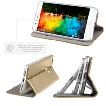Afbeelding in Gallery-weergave laden, Moozy Case Flip Cover for Huawei P9 Lite, Gold - Smart Magnetic Flip Case with Card Holder and Stand