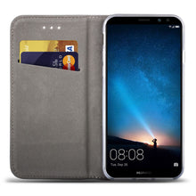 Ladda upp bild till gallerivisning, Moozy Case Flip Cover for Huawei Mate 10 Lite, Dark Blue - Smart Magnetic Flip Case with Card Holder and Stand