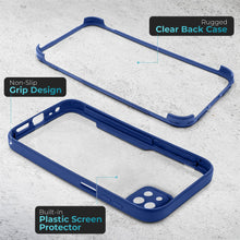 Ladda upp bild till gallerivisning, Moozy 360 Case for Samsung A22 5G - Blue Rim Transparent Case, Full Body Double-sided Protection, Cover with Built-in Screen Protector