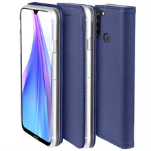 Load image into Gallery viewer, Moozy Case Flip Cover for Xiaomi Redmi Note 8T, Dark Blue - Smart Magnetic Flip Case with Card Holder and Stand