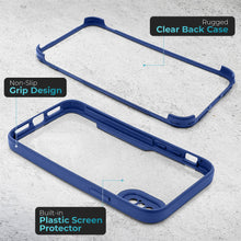 Lade das Bild in den Galerie-Viewer, Moozy 360 Case for iPhone X / iPhone XS - Blue Rim Transparent Case, Full Body Double-sided Protection, Cover with Built-in Screen Protector