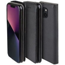Lade das Bild in den Galerie-Viewer, Moozy Case Flip Cover for iPhone 13 Mini, Black - Smart Magnetic Flip Case Flip Folio Wallet Case with Card Holder and Stand, Credit Card Slots10,99