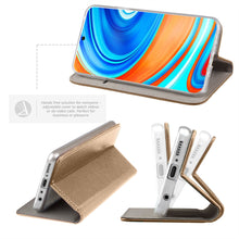 Lade das Bild in den Galerie-Viewer, Moozy Case Flip Cover for Xiaomi Redmi Note 9S and Xiaomi Redmi Note 9 Pro, Gold - Smart Magnetic Flip Case with Card Holder and Stand