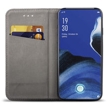Load image into Gallery viewer, Moozy Case Flip Cover for Oppo Reno 2, Black - Smart Magnetic Flip Case with Card Holder and Stand