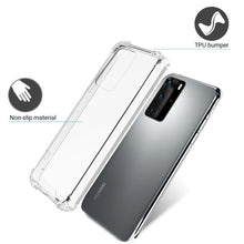 Ladda upp bild till gallerivisning, Moozy Shock Proof Silicone Case for Huawei P40 Pro - Transparent Crystal Clear Phone Case Soft TPU Cover