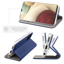 Charger l'image dans la galerie, Moozy Case Flip Cover for Samsung A12, Dark Blue - Smart Magnetic Flip Case with Card Holder and Stand