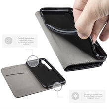 Carica l'immagine nel visualizzatore di Gallery, Moozy Case Flip Cover for Xiaomi Mi Note 10, Xiaomi Mi Note 10 Pro, Black - Smart Magnetic Flip Case with Card Holder and Stand