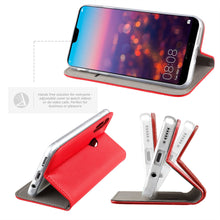 Ladda upp bild till gallerivisning, Moozy Case Flip Cover for Huawei P20 Lite, Red - Smart Magnetic Flip Case with Card Holder and Stand