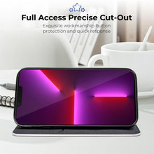 Load image into Gallery viewer, Moozy Wallet Case for iPhone 13 Pro Max, Black Carbon – Flip Case with Metallic Border Design Magnetic Closure Flip Cover with Card Holder