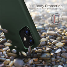 Carica l'immagine nel visualizzatore di Gallery, Moozy Lifestyle. Designed for iPhone 12 mini Case, Dark Green - Liquid Silicone Cover with Matte Finish and Soft Microfiber Lining