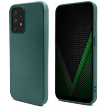 Cargar imagen en el visor de la galería, Moozy Lifestyle. Silicone Case for Samsung A13 4G, Dark Green - Liquid Silicone Lightweight Cover with Matte Finish and Soft Microfiber Lining, Premium Silicone Case