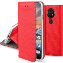 Load image into Gallery viewer, Moozy Case Flip Cover for Nokia 7.2, Nokia 6.2, Red - Smart Magnetic Flip Case with Card Holder and Stand