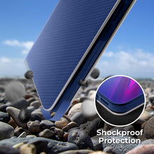 Load image into Gallery viewer, Moozy Wallet Case for Huawei Y6 2019, Dark Blue Carbon – Metallic Edge Protection Magnetic Closure Flip Cover with Card Holder