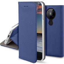 Load image into Gallery viewer, Moozy Case Flip Cover for Nokia 5.3, Dark Blue - Smart Magnetic Flip Case with Card Holder and Stand