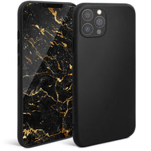 Carica l'immagine nel visualizzatore di Gallery, Moozy Minimalist Series Silicone Case for iPhone 13 Pro, Black - Matte Finish Lightweight Mobile Phone Case Slim Soft Protective