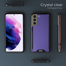 Ladda upp bild till gallerivisning, Moozy Xframe Shockproof Case for Samsung S21 5G and 4G - Black Rim Transparent Case, Double Colour Clear Hybrid Cover with Shock Absorbing TPU Rim