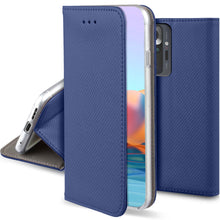 Afbeelding in Gallery-weergave laden, Moozy Case Flip Cover for Xiaomi Redmi Note 10 Pro and Note 10 Pro Max, Dark Blue - Smart Magnetic Flip Case Flip Folio Wallet Case