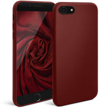 Afbeelding in Gallery-weergave laden, Moozy Minimalist Series Silicone Case for iPhone SE 2020, iPhone 8 and iPhone 7, Wine Red - Matte Finish Slim Soft TPU Cover