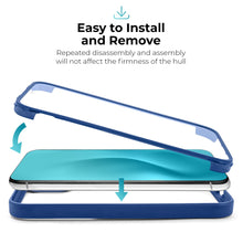 Cargar imagen en el visor de la galería, Moozy 360 Case for Samsung A53 5G - Blue Rim Transparent Case, Full Body Double-sided Protection, Cover with Built-in Screen Protector