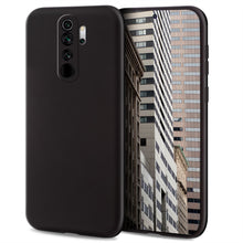 Załaduj obraz do przeglądarki galerii, Moozy Lifestyle. Designed for Xiaomi Redmi Note 8 Pro Case, Black - Liquid Silicone Cover with Matte Finish and Soft Microfiber Lining