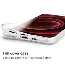 Cargar imagen en el visor de la galería, Moozy 360 Degree Case for iPhone 12, iPhone 12 Pro - Transparent Full body Slim Cover - Hard PC Back and Soft TPU Silicone Front