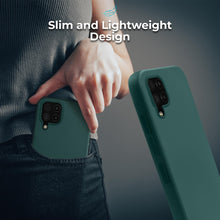 Load image into Gallery viewer, Moozy Lifestyle. Silicone Case for Samsung A22 4G, Dark Green - Liquid Silicone Lightweight Cover with Matte Finish and Soft Microfiber Lining, Premium Silicone Case