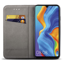 Ladda upp bild till gallerivisning, Moozy Case Flip Cover for Huawei P30 Lite, Black - Smart Magnetic Flip Case with Card Holder and Stand