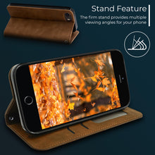 Ladda upp bild till gallerivisning, Moozy Marble Brown Flip Case for iPhone SE 2020, iPhone 8, iPhone 7 - Flip Cover Magnetic Flip Folio Retro Wallet Case